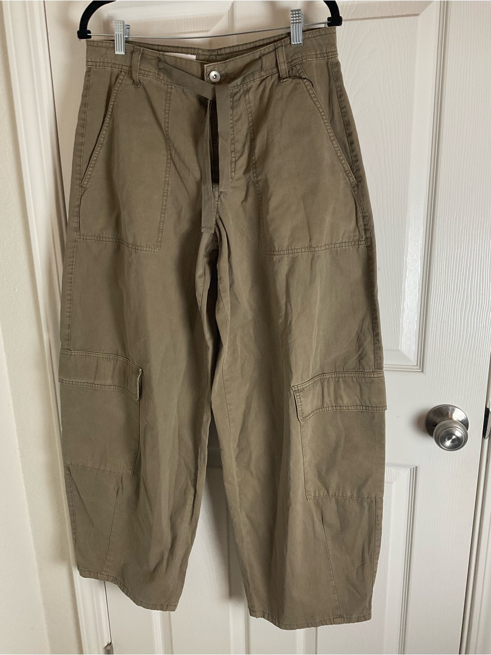 Zara Oversize Cargo Trousers Dark Khaki Green Size 4 NWT - Picture 2 of 10